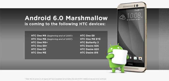 HTC publica lista de equipos que tendrán Android 6