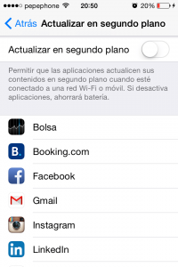 Apps en segundo plano