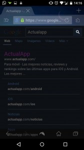Google en modo nocturno de Dolphin Browser