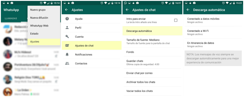 whatsapp descarga automatica