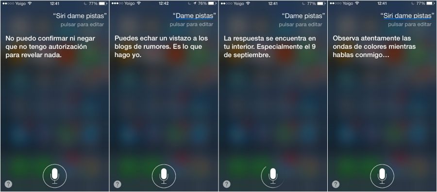 Siri dando pistas sobre el evento del día 9. No se moja mucho, la verdad.