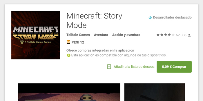 rebaja de minecraft story mode