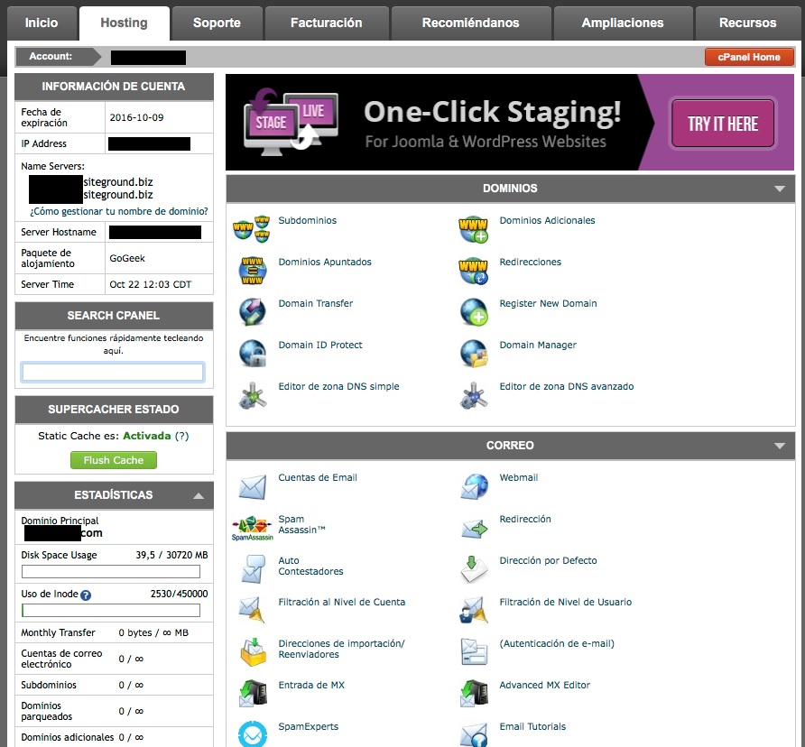 cpanel siteground hosting