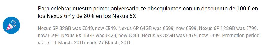 aniversario tienda google nexus 5x 6p