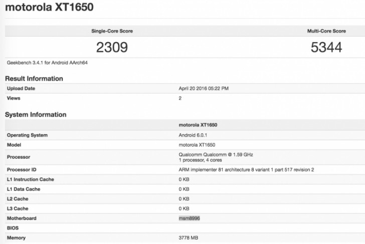 benchmark geenbench moto x 2016