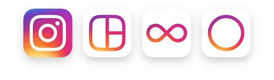 Nuevos logos para Instagram, Layout, Boomerang e Hiperlapse.