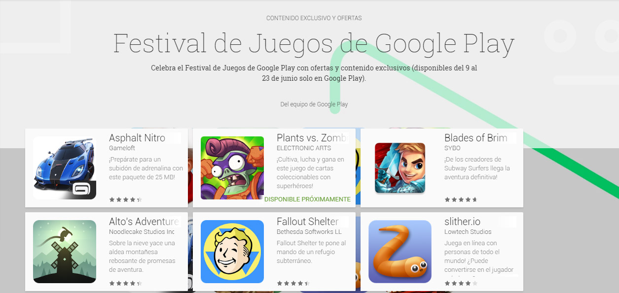 festival de juegos de google play