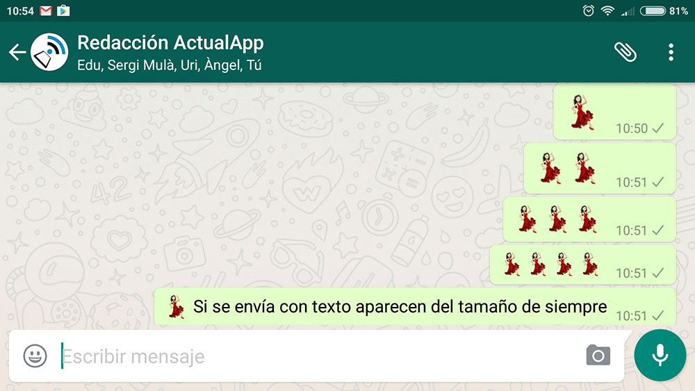 Descargar WhatsApp 2.16.258, llegan los emoji grandes