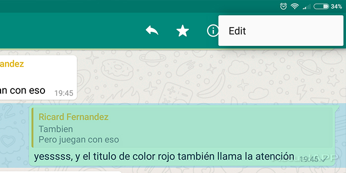 editar los whatsapps enviados