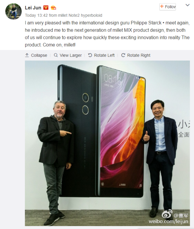 diseno del Xiaomi Mi MIx II
