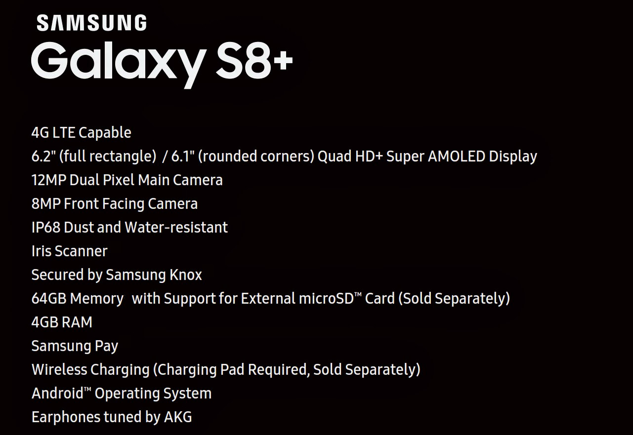 especificaciones del samsung galaxy s8+