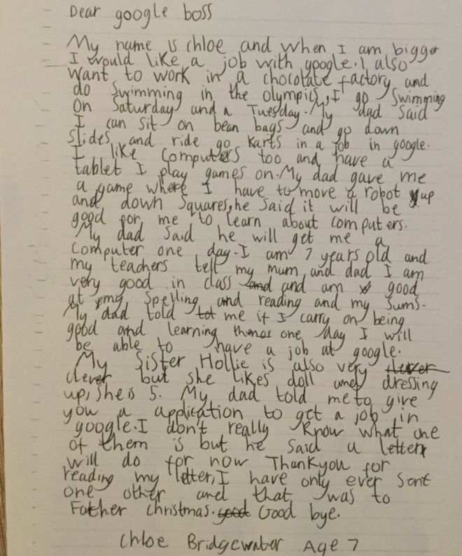 niña envia carta a Google