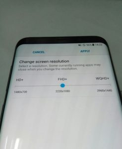 cambiar la resolucion de pantalla del Galaxy S8