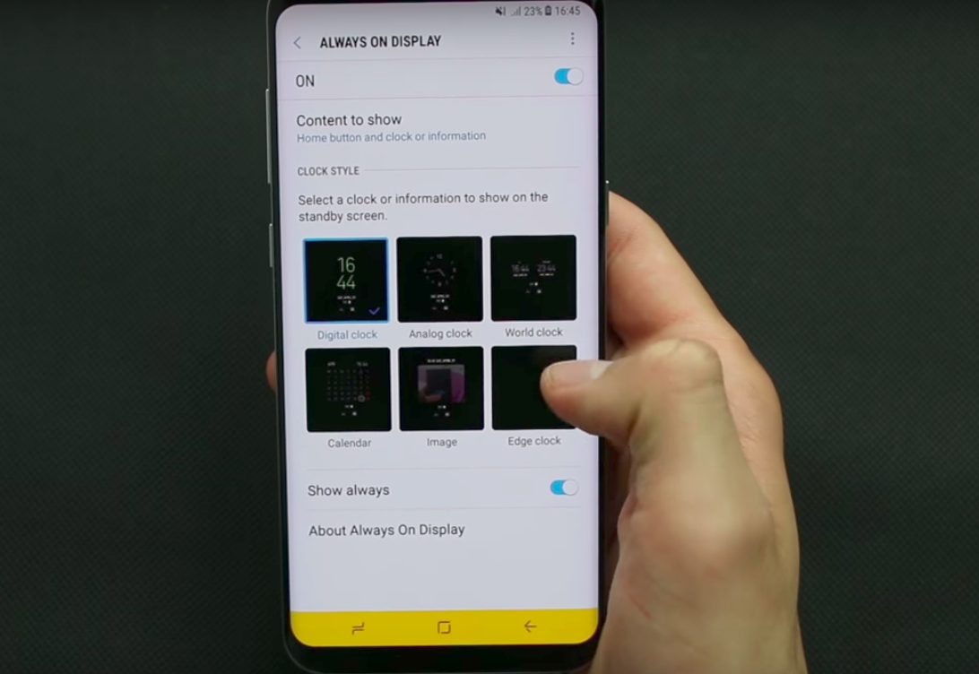 always on display del galaxy s8