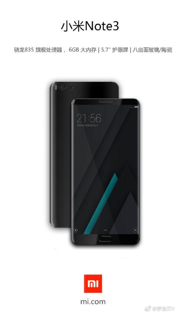 cartel del xiaomi mi note 3 3