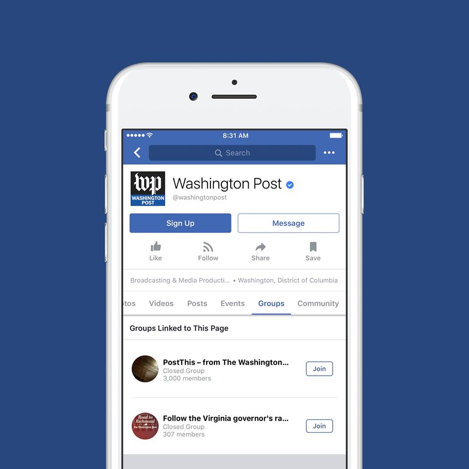 grupos para páginas de Facebook