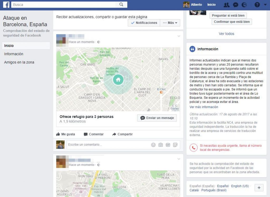 facebook safety check atentado de barcelona