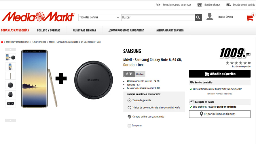 precio del samsung galaxy note 8