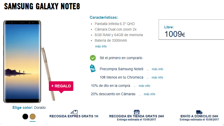 precio del samsung galaxy note 8