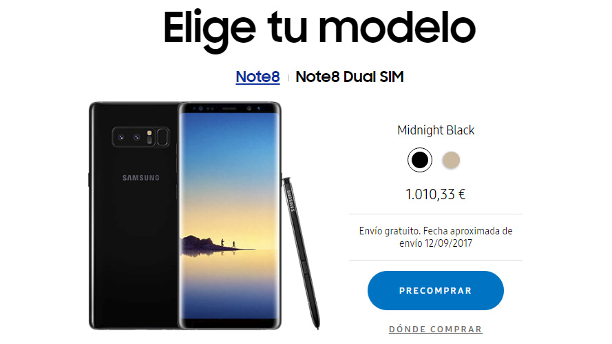 precio del samsung galaxy note 8