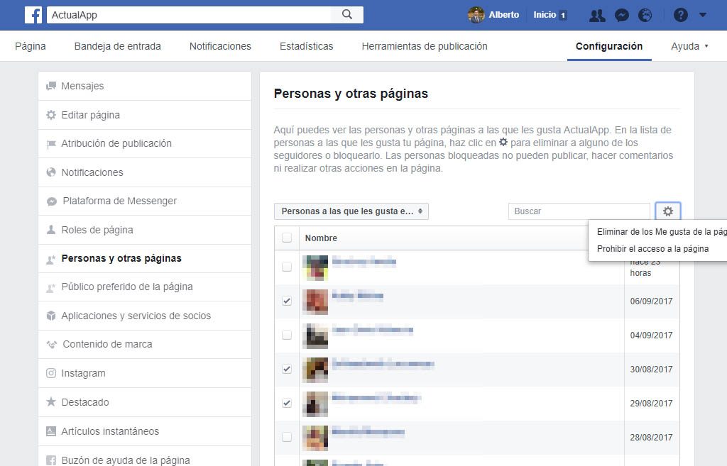 bloquear el acceso a alguien en una página de Facebook