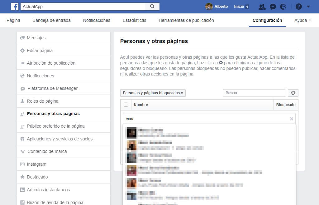 bloquear el acceso a alguien en una página de Facebook