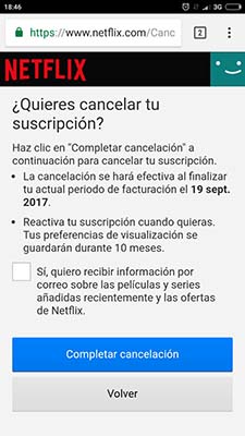 dar de baja netflix