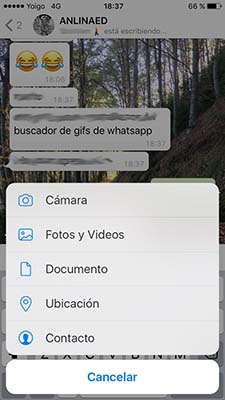 enviar un gif a traves de whatsapp con un iphone 2