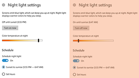 modo luz nocturna de windows 10