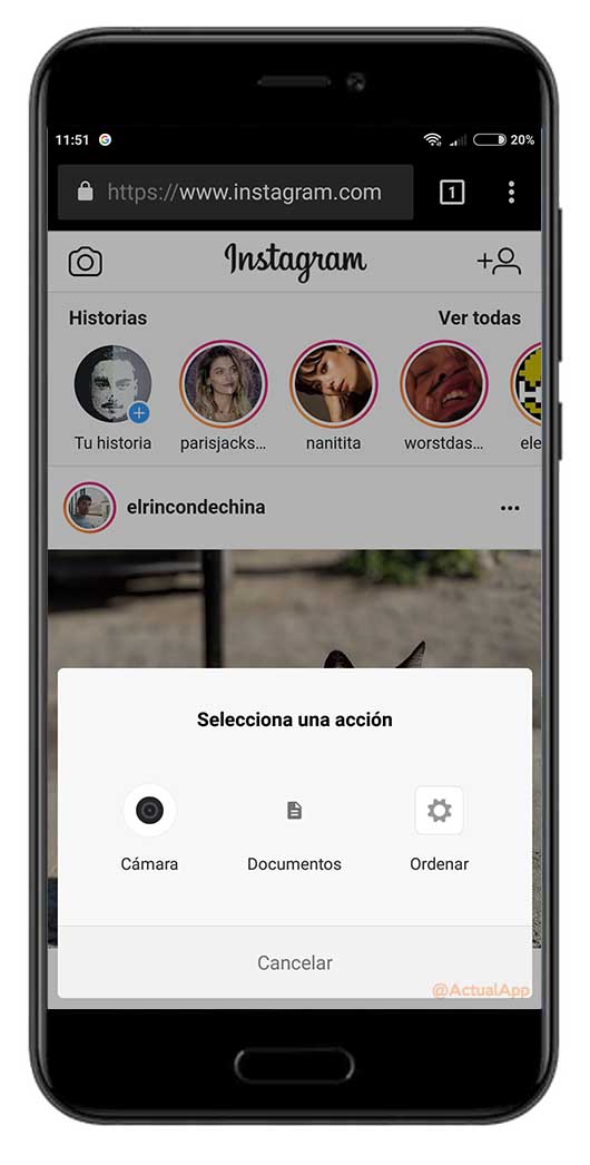 historias a Instagram desde el navegador