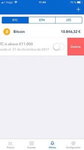 avisos sobre el precio del bitcoin