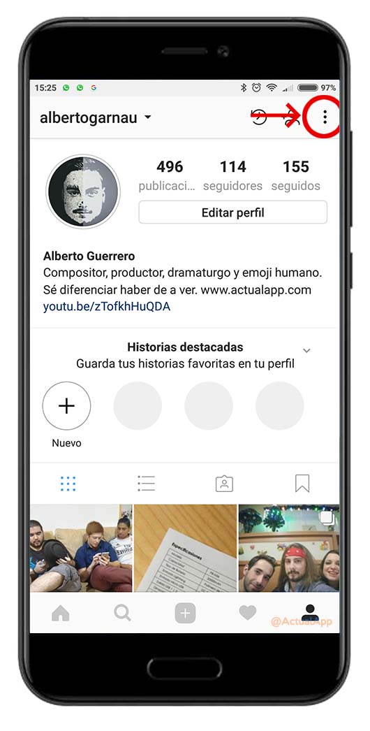 última hora de conexión en Instagram