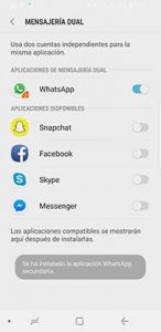 instalar dos whatsapp en el galaxy s8 o s9