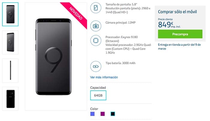 precios del samsung galaxy s9