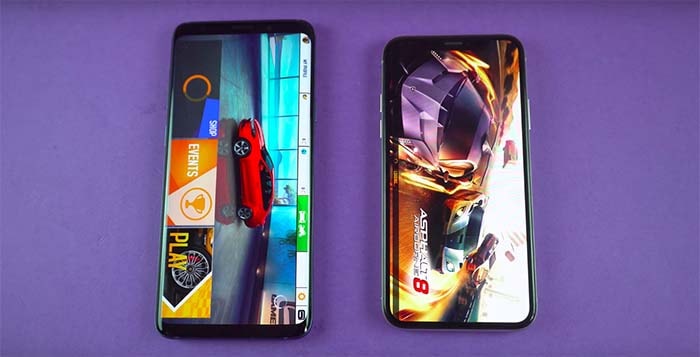 test de velocidad entre el galaxy s9 y el iphone x