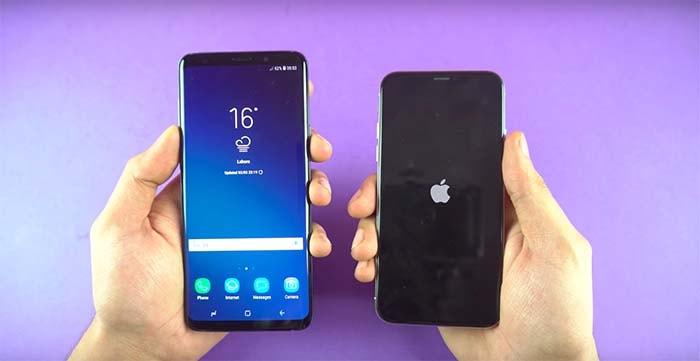 test de velocidad entre el galaxy s9 y el iphone x