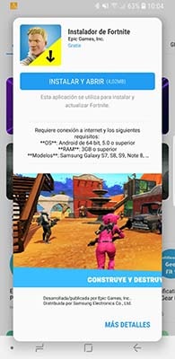 instalar fortnite en un galaxy s7 s8 s9