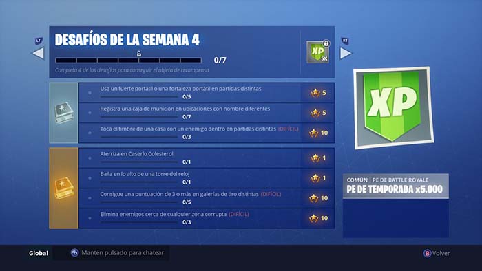 mapa con las galerias de tiro de fornite