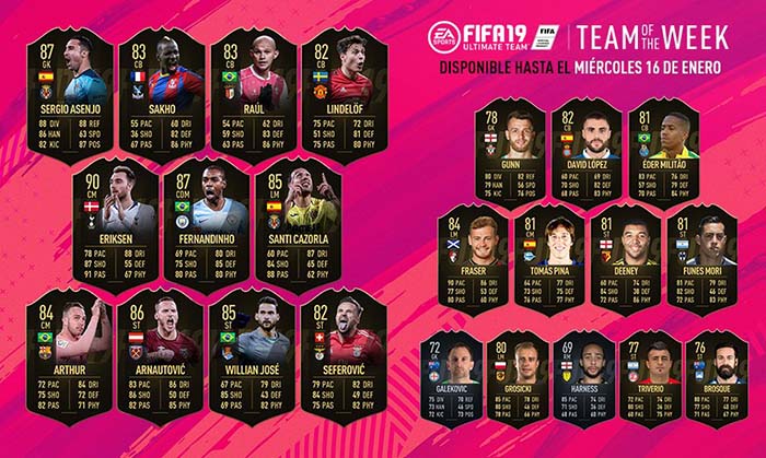 equipo de la semana 17 de fifa19