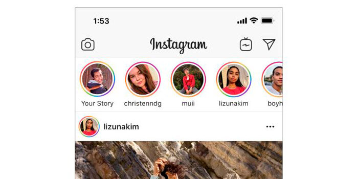 anillo de las historias de Instagram en color arcoíris