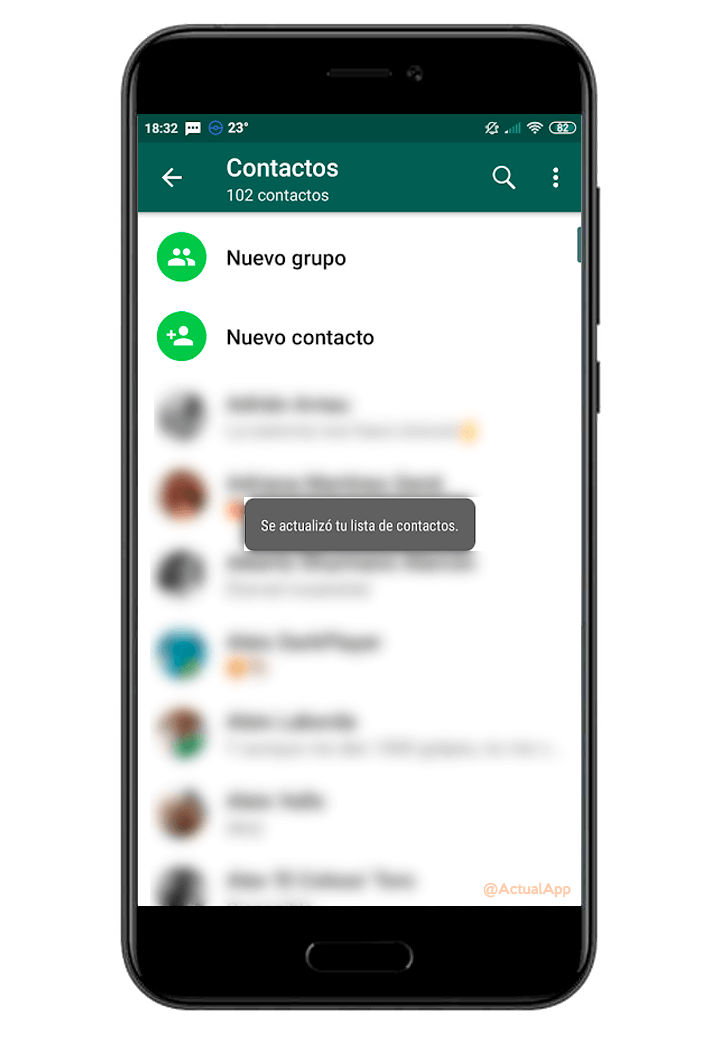 actualizar contactos en whatsapp