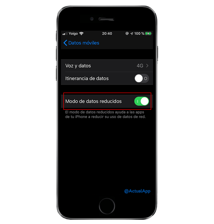 Modo de Datos Reducidos de iOS 13