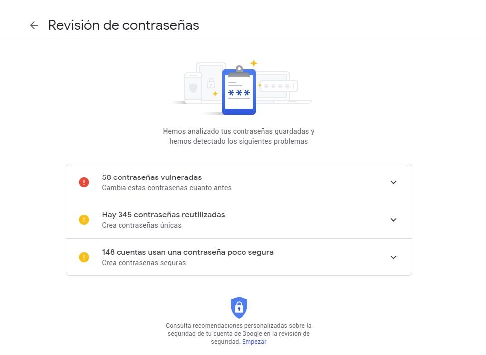 cambiar tus contraseñas google chrome