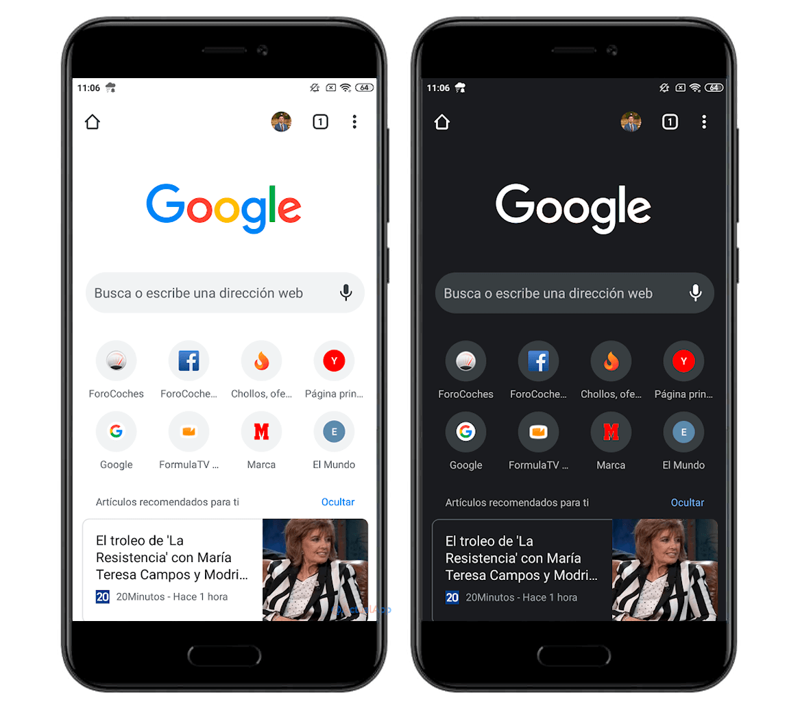 modo oscuro chrome
