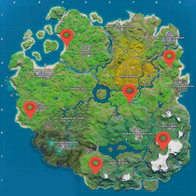 mapa fortnite puestos avanzadas