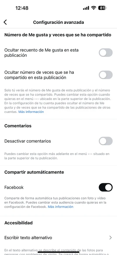 desactivar numero me gusta instagram