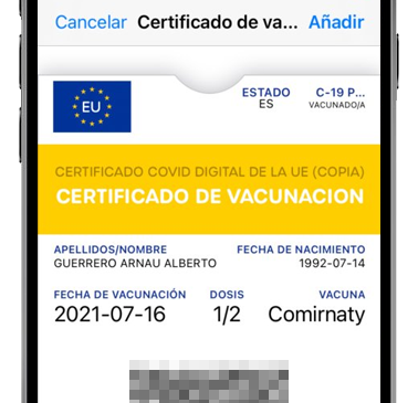 covid pass añadir wallet iphone