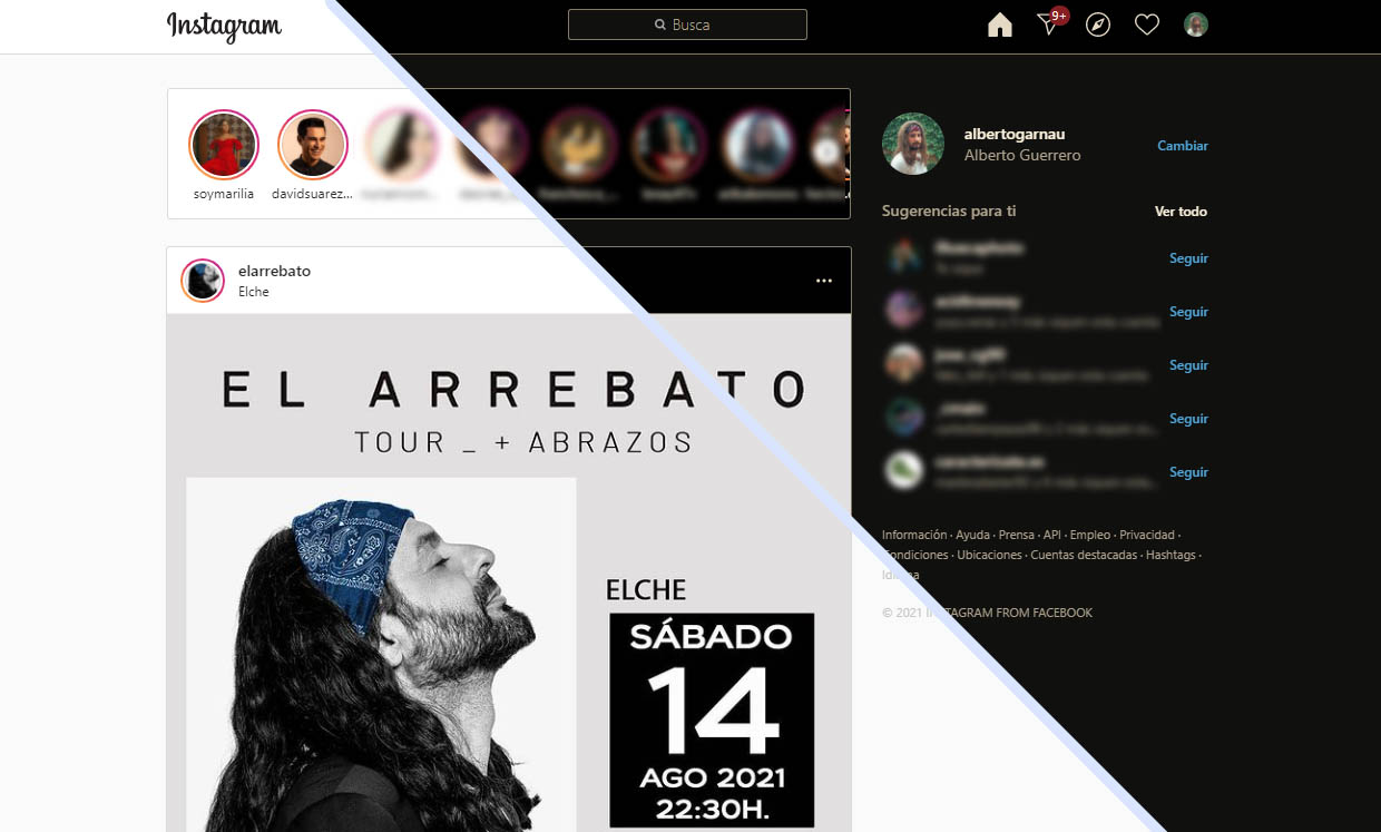 dark mode chrome instagram