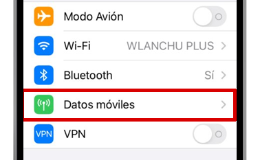 ajustes iphone datos móviles