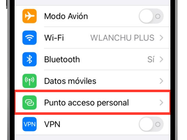 ajustes iphone punto de acceso personal ajustes